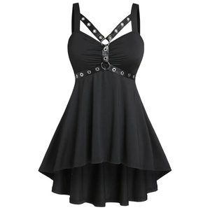 NEW! Women's PLUS SIZE 4X Goth Spaghetti Strap Tank Top ROSE GAL Wrap V-Neck